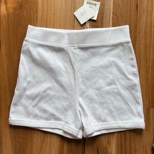 Zara Snug Fit White Rib Knit Women's Shorts Large